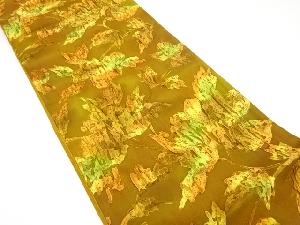 ふくれ織　枝花模様織り出し全通袋帯